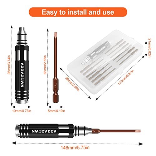 Hex Screwdrivers Set 12 in 1 RC Hobby Tools Kit S2 Steel Tool for RC Car Model Drone Airplane Robotics Helicopter Quadcopter Boat FPV Home Appliances Repair