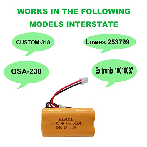 GLESOURCE 3.6V 900mAh Exit Sign Emergency Light Battery Replacement for Exitronix 10010037, Max Power B2-0031 MH468886, Unitech LEDR-1 6200RP, Dantona CUSTOM-318 OSA230, Lowes 253799 (2 Pack)