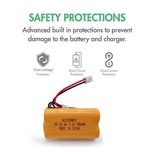 GLESOURCE 3.6V 900mAh Exit Sign Emergency Light Battery Replacement for Exitronix 10010037, Max Power B2-0031 MH468886, Unitech LEDR-1 6200RP, Dantona CUSTOM-318 OSA230, Lowes 253799 (2 Pack)