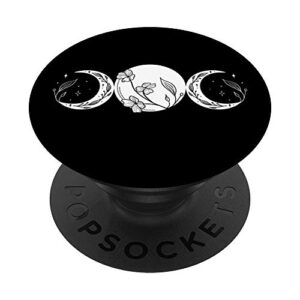 floral triple moon goddess/moon phase popsockets popgrip: swappable grip for phones & tablets
