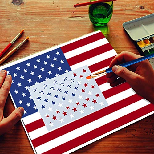 WISYOK 12 Pieces American Flag 50 Star Stencil Templates, 6 Sizes American Flag Templates, Ideal for DIY Crafts Design, Independence Day Project, American Flag Projects