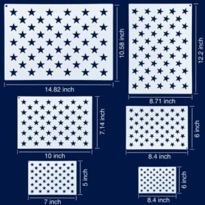 WISYOK 12 Pieces American Flag 50 Star Stencil Templates, 6 Sizes American Flag Templates, Ideal for DIY Crafts Design, Independence Day Project, American Flag Projects