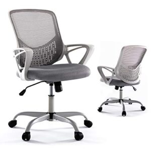 office desk chair, mid back lumbar support computer mesh task chair, grey