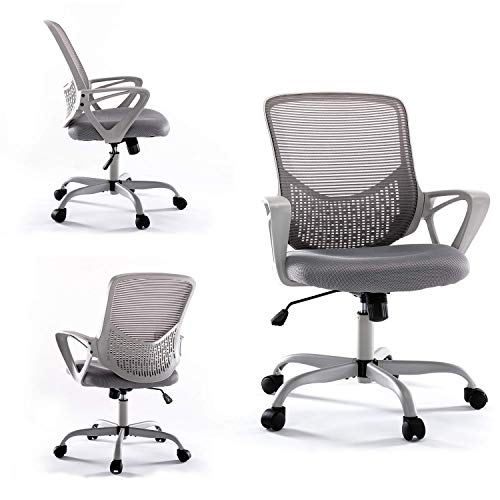 Office Desk Chair, Mid Back Lumbar Support Computer Mesh Task Chair, Grey
