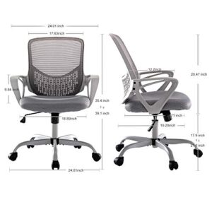 Office Desk Chair, Mid Back Lumbar Support Computer Mesh Task Chair, Grey