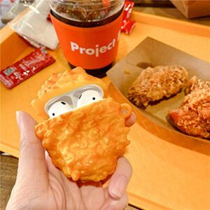 LEWOTE Airpods Silicone Case Funny Cute Cover Compatible for Apple Airpods 1&2[Simulation Food Series][Best Gift for Girls or Couples] (Fried Chicken Nuggets)