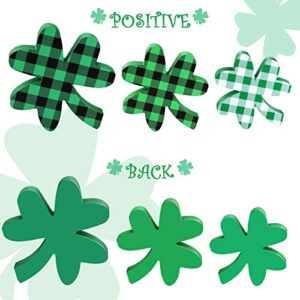 3 Pieces St. Patrick's Day Table Wooden Signs Shamrock Wooden Signs Irish Themed Freestanding Table Decorations for Desk Office Home Party Decoration (Plaid Style)