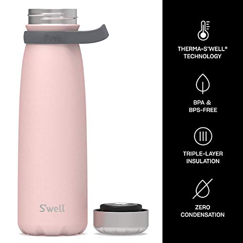 S'well Stainless Steel Traveler - 40 Fl Oz - Pink Topaz - Triple-Layered Vacuum-Insulated Containers Keeps Drinks Cold for 60 Hours and Hot for 20 - with No Condensation - BPA-Free Water Bottle