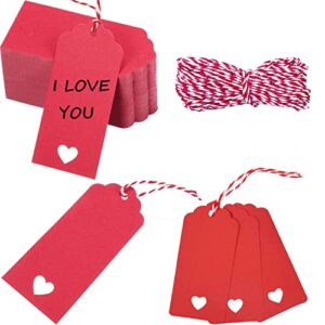 100pcs valentine gift tags heart kraft paper gift tags with string for wedding party gift wrapping hang label