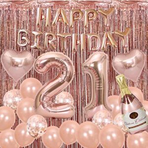 21st birthday decorations for her rose gold party supplies,21 birthday decorations for women,21 decor balloons rose gold