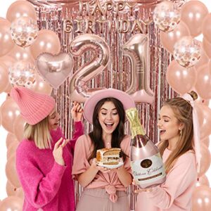 21st Birthday Decorations for her Rose Gold Party Supplies,21 Birthday Decorations for Women,21 Decor Balloons Rose Gold