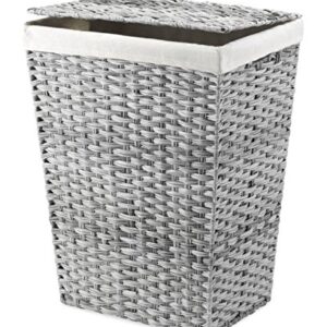 Whitmor Liner and Lid Laundry Hamper, Gray Wash & Split Rattique Small Shelf Tote-Gray Wash