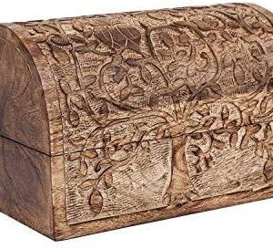 dg DESI GEN Handmade Wooden Tree of Life Chest Box Decorative Jewelry Trinket Holder Keepsake Storage Box Organizer Multi-Utility 9 x 6 inches (Design 2)