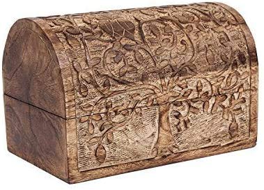 dg DESI GEN Handmade Wooden Tree of Life Chest Box Decorative Jewelry Trinket Holder Keepsake Storage Box Organizer Multi-Utility 9 x 6 inches (Design 2)