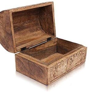 dg DESI GEN Handmade Wooden Tree of Life Chest Box Decorative Jewelry Trinket Holder Keepsake Storage Box Organizer Multi-Utility 9 x 6 inches (Design 2)