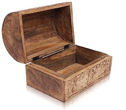 dg DESI GEN Handmade Wooden Tree of Life Chest Box Decorative Jewelry Trinket Holder Keepsake Storage Box Organizer Multi-Utility 9 x 6 inches (Design 2)