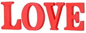 love wood sign table decoration red freestanding love letter table centerpiece for valentine's day home table decor(red)
