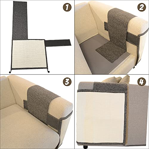 Cat Scratch Furniture Couch Protector with Natural Sisal for Protecting Couch Sofa Chair (Right Hand)