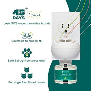 bSerene Pheromone Calming Solution for Cats|45-Day Starter Kit: Plug-in Diffuser + Refill |Helps Reduce Hiding, Scratching, Stress, Anxiety | for Single/Multicat Homes|45 Days of Constant Comfort