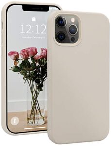 soh mingying iphone 12/iphone 12 pro silicone case, full body protective phone case, premium soft rubber shockproof case compatible with apple iphone 12/12 pro(6.1inch) (stone)