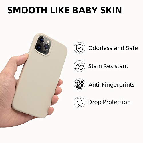 SOH Mingying iPhone 12/iPhone 12 Pro Silicone Case, Full Body Protective Phone Case, Premium Soft Rubber Shockproof Case Compatible with Apple iPhone 12/12 Pro(6.1Inch) (Stone)