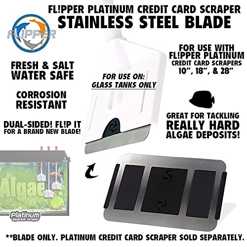 FL!PPER Flipper Platinum Aquarium Hand Scraper Tool – Glass and Acrylic Fish Tank Cleaner – Aquarium Glass Cleaner - Aquarium Glass Scraper with Serrated Blade 28"