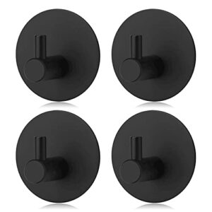 kinmingzhu 4pcs black self adhesive hooks, self adhesive wall mounted hanger，no drill no screw for key coat towel for kitchen bathroom toilet