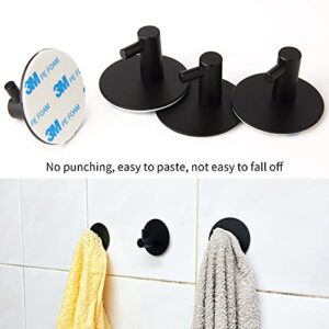 KINMINGZHU 4pcs Black Self Adhesive Hooks, Self Adhesive Wall Mounted Hanger，No Drill No Screw for Key Coat Towel for Kitchen Bathroom Toilet