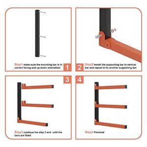 TORACK Lumber Storage Metal Rack, Wood Organizer with 3-Level Wall Mount (1PACK)