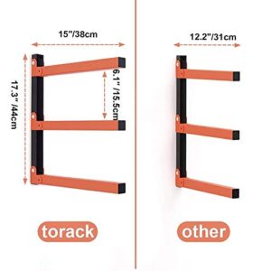 TORACK Lumber Storage Metal Rack, Wood Organizer with 3-Level Wall Mount (1PACK)