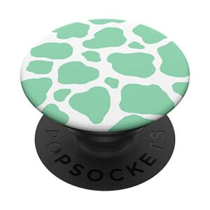 green cow print mint teal animal skin pattern cute trendy popsockets swappable popgrip