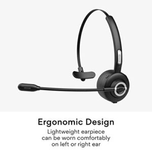 MEE audio H6D Bluetooth Wireless Headset with Boom Microphone and Charging Dock, Black