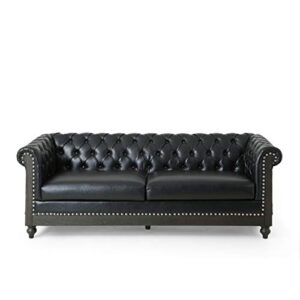 christopher knight home castalia sofas, midnight black + dark brown