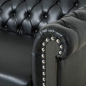 Christopher Knight Home Castalia Sofas, Midnight Black + Dark Brown