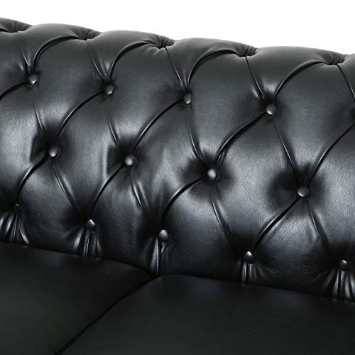 Christopher Knight Home Castalia Sofas, Midnight Black + Dark Brown