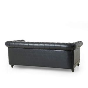 Christopher Knight Home Castalia Sofas, Midnight Black + Dark Brown