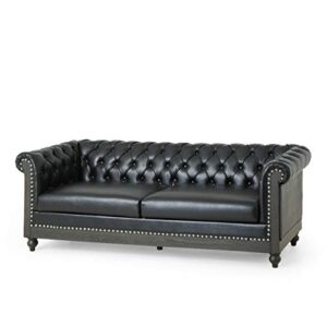 Christopher Knight Home Castalia Sofas, Midnight Black + Dark Brown