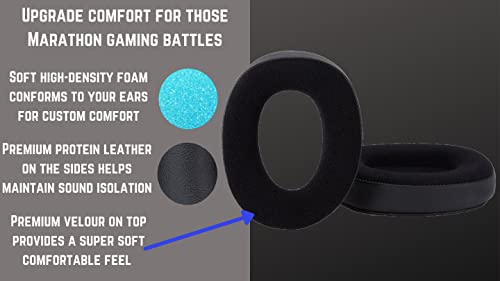 Premium Hybrid Ear Pads Compatible with Sennheiser GSP 370, Sennheiser GSP 350, GSP 303, GSP 302, GSP 301 and GSP 300 Headphones. Premium Protein Leather | Premium Velour | Soft High-Density Foam