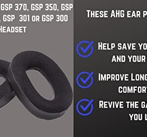 Premium Hybrid Ear Pads Compatible with Sennheiser GSP 370, Sennheiser GSP 350, GSP 303, GSP 302, GSP 301 and GSP 300 Headphones. Premium Protein Leather | Premium Velour | Soft High-Density Foam