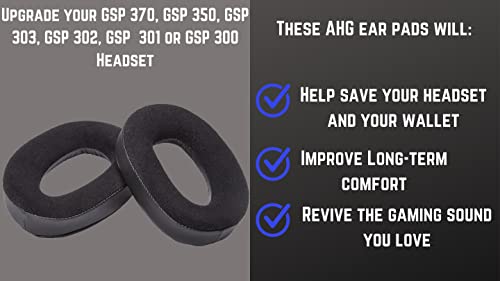 Premium Hybrid Ear Pads Compatible with Sennheiser GSP 370, Sennheiser GSP 350, GSP 303, GSP 302, GSP 301 and GSP 300 Headphones. Premium Protein Leather | Premium Velour | Soft High-Density Foam