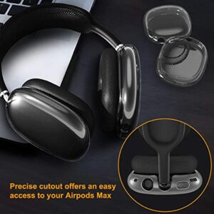 Valkit Compatible with Airpods Max Case Cover, Clear Soft TPU Protective Headphones Cover Headset Shockproof Full Case for Airpods Max -Transparent