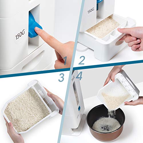 Taiz Rice Dispenser 25 pounds - Rice storage container 25 lbs, Japanese rice container storage 25lbs | Rice Holder, Rice Box, Kitchen Rice Storage Dispenser - Large Grain Dispenser MAX 26 lbs Capacity