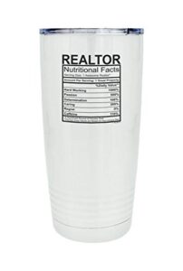 thiswear gifts for realtor nutritional facts 20oz. stainless steel insulated travel mug with lid white