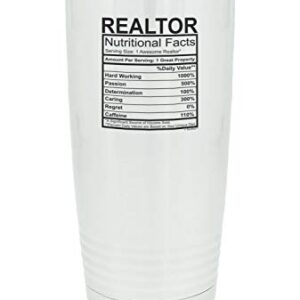 ThisWear Gifts For Realtor Nutritional Facts 20oz. Stainless Steel Insulated Travel Mug With Lid White
