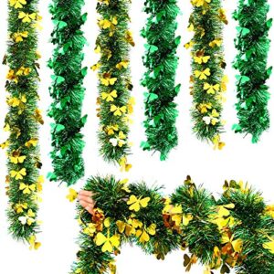 willbond 4 pieces st. patricks day tinsel garlands shiny saint patty's day garlands metallic clover hanging garlands decorations for st. patrick's day home decor irish party supplies