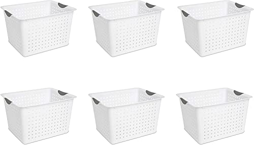 Sterilite 16288006 Deep Ultra Basket, White Basket w/Titanium Inserts, 6-Pack-2