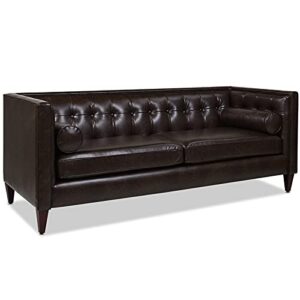 jennifer taylor home jack, 84" sofa, vintage brown faux leather
