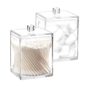 youngever 2 pack 15 ounce clear plastic apothecary jars, square shape