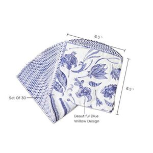 Kate Aspen Blue Willow Wedding Napkins, Thick Decorative Dinner Napkins, Luncheon Serveware, Perfect for Wedding Reception Or Bridal Shower