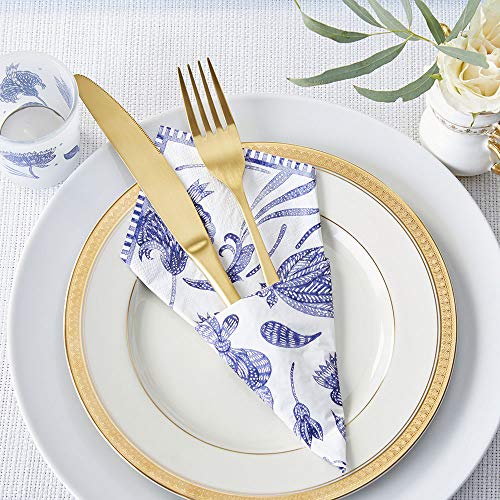 Kate Aspen Blue Willow Wedding Napkins, Thick Decorative Dinner Napkins, Luncheon Serveware, Perfect for Wedding Reception Or Bridal Shower